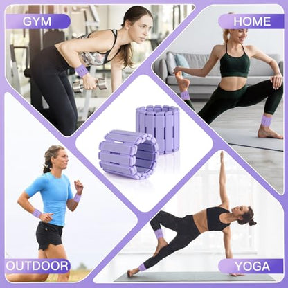 Wrist & Ankle Weights for Women Set of 2 (1LB Each), Adjustable Silicone Strap Design, Wearable Stackable Magnetic Ankle Weighted Bracelets, Perfect for Yoga, Pilates, Walking & Home Weighted Workouts