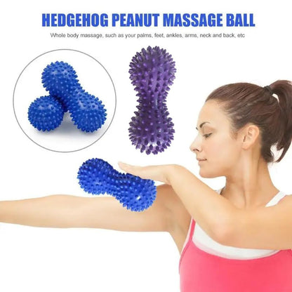 2 Pack Peanut Massage Ball Roller Spiky Double Lacrosse Balls Trigger Point for Stress Reflexology Foot Muscle Therapy Deep Tissue Relieve Strength Exercise Fitness Body