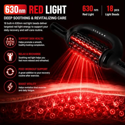Electric Roller Massager with Red Light, Rechargeable 4000mAh 6-Speed Rolling Body Roller for Lymphatic Massage, Muscle Recovery, Cellulite & Lipedema Massage for Legs, Arms, Back, Feet