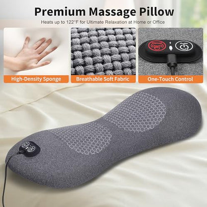 Lower Back Massager, with Heat and Vibration | 3-In-1 Stretch & Massage, Adjustable Modes, Memory Foam Lumbar Pad for Daily Relaxation, Fits Most Chairs, Sofas & Beds