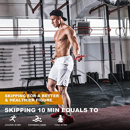 Jump Rope, High Speed Weighted Jump Rope - Premium Quality Tangle-Free - Self-Locking Screw-Free Design - Jump Ropes for Fitness - Skipping Rope for Workout Fitness, Crossfit & Home Exercises - color: Red