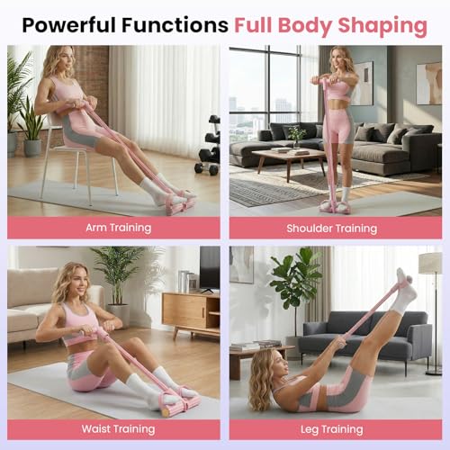 2026 Upgraded 8-Tube Pedal Resistance Bands with Handles - Ultra-Strong Tension for Full-Body Workout - Ideal for Home, Office & Travel Fitness (Pink)