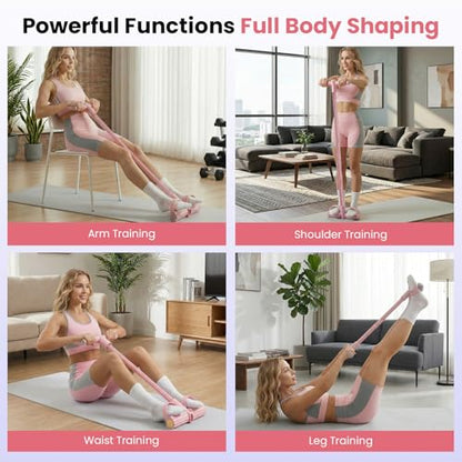 2026 Upgraded 8-Tube Pedal Resistance Bands with Handles - Ultra-Strong Tension for Full-Body Workout - Ideal for Home, Office & Travel Fitness (Pink)