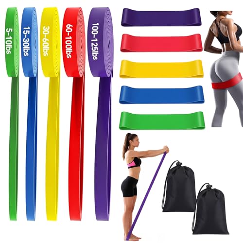 Resistance Bands for Working Out, 5 Levels Exercise Bands Set, Pull Up Assist Band for Strength Training, Stretching & Physical Therapy, Long Workout Band for Home Gym Fitness for Men and Women