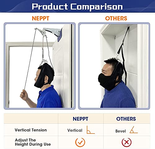 Neck Stretcher Cervical Traction Device for Pain Relief – Over The Door Neck Hammock for Home Use, Spine Decompression Harness Sling, Hanging Stretcher with Cervical Stabilizer & Tension Relief
