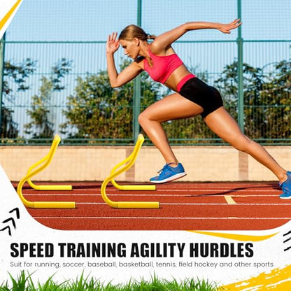 Seenelling 16 Pcs 12" Speed Agility Training Hurdles Large Size Detachable Agility Hurdles Hurdles Training Equipment Set for Athletes Soccer Basketball - color: Yellow