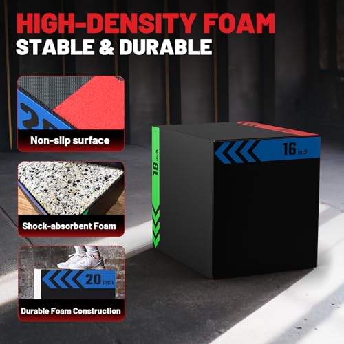papababe 3-in-1 Jump Box, Anti-Slip, High-Density Foam - style: 16 x 18 x 20 inch (30 lb)