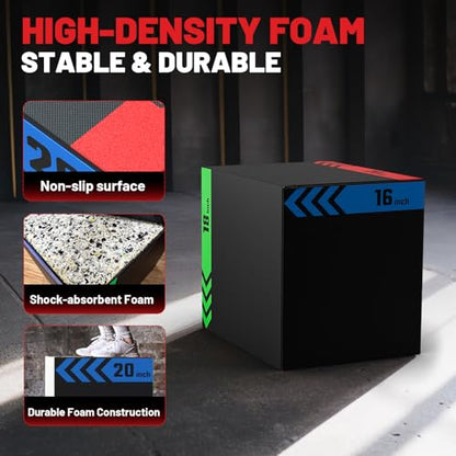 papababe 3-in-1 Jump Box, Anti-Slip, High-Density Foam - style: 16 x 18 x 20 inch (30 lb)