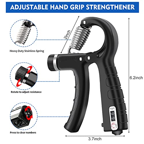 Hand Grip Strengthener Kit (7 Pack), Adjustable Grip Strength Trainer, Forearm Workout Trainer, Finger & Hand Strength Exerciser for Muscle Building & Grip Strength Recovery