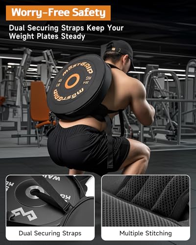 Barbell Weighted Backpack for Men Women, Rucking Backpack for Squats Push-ups with Secure Strap