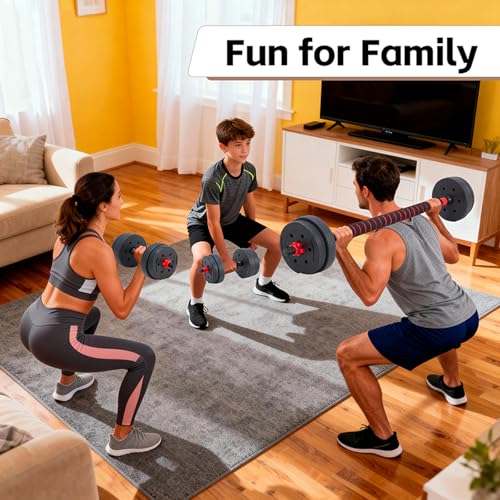 OLIXIS Adjustable Dumbbell Set, 4 IN 1 Changeable Dumbbells, Barbell, Kettlebells and Push Up Stand, Multi-Functional Exercise and Fitness for Home Gym