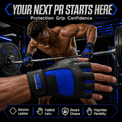 MRX Weight Lifting Gloves Gym Fitness Exercise Bodybuilding Workout Powerlifting - color: Blue, size: X-Large
