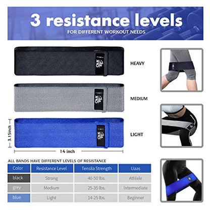Resistance Bands 3 Sets, Premium Exercise Loops with Non-Slip Design for Hips & Glutes, 3 Resistance Level Workout Booty Bands for Women and Men
