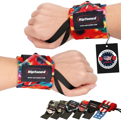 Wrist Wraps for Weightlifting – USPA & USAPL Approved – Stiff or Flex – 18" Gym Wrist Straps with Thumb Loop – Maximum Support for Men & Women - color: Large Floral, size: Stiff Fit