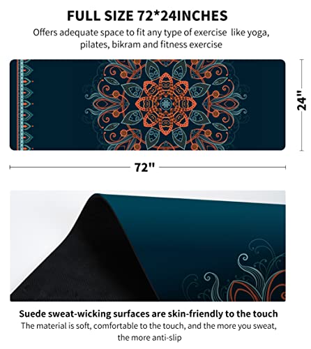 nuveti Printed Travel Yoga Mat-1/16 Inch Thick Non Slip Fitness Workout Mat with Carrying Bag, Foldable Lightweight Suede & Natural Rubber Yoga Mat for Yoga Pilates and Fitness 72" L x 24" W x 1.5mm - color: ShenHai