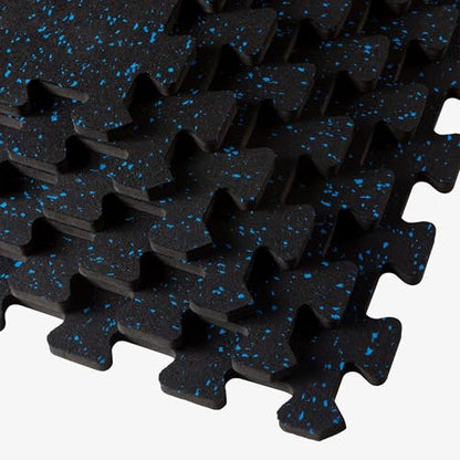 Velotas 3/8-Inch Thick Interlocking Foam Tiles with Rubber Top - Personal Fitness Mat, EVA Foam Puzzle Floor Tiles, for Home Gym Workouts - color: Blue Fleck, style: 24 Square Feet (6 Tiles)