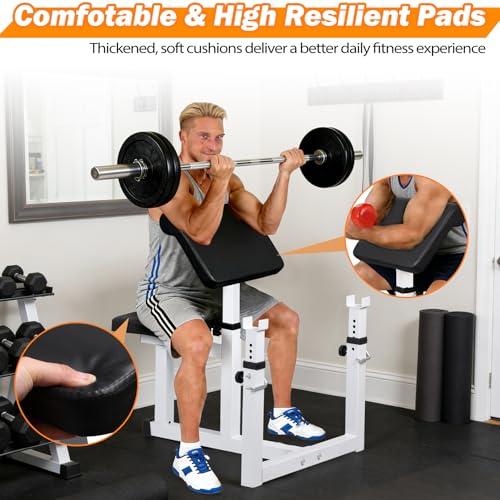 ZenStyle Adjustable Preacher Curl Bench Fitness Weight Bench Seated Isolated Barbell Dumbbell Biceps Training Station Arm Curl Bench for Home Gym