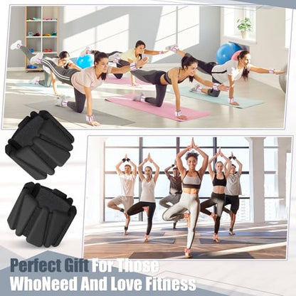 Wrist and Ankle Weights for Women Men Set of 4(1 lb Each) adjustable Arm Leg Silicone Weighted Wristbands Bracelets for Pilates Yoga Gym Workout Running Walking Strength Training(Black) - color: Black