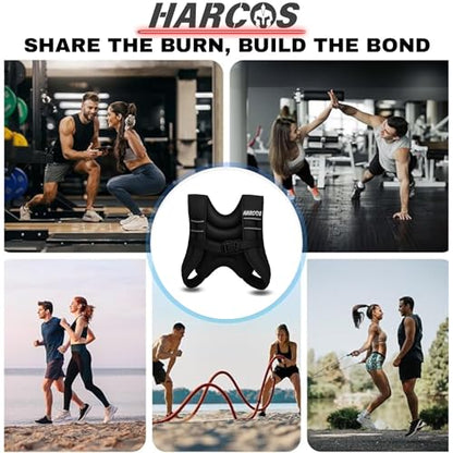HARCOS Weighted Vest, 6lb/8lb/12lb/16lb/20lb/25lb/30lb Weight Vest with Reflective Stripe for Workout, Strength Training, Running, Fitness, Muscle Building, Weight Loss, Weightlifting - size: 16 lb