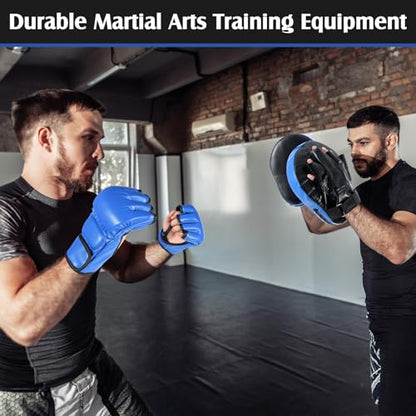 Gemscream 10 In1 Punching Mitts Kick Pad Set Taekwondo Pads Boxing Mitts Focus Pads Boxing Gloves Safety Head Guard Wrist Band for Kickboxing, Karate, Muay Thai, MMA Training - color: Blue