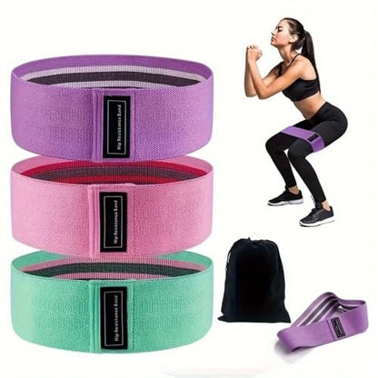 Fabric Resistance Bands for Women & Men, Glute & Leg Exercise Bands for Strength Training & Yoga - color: Pink