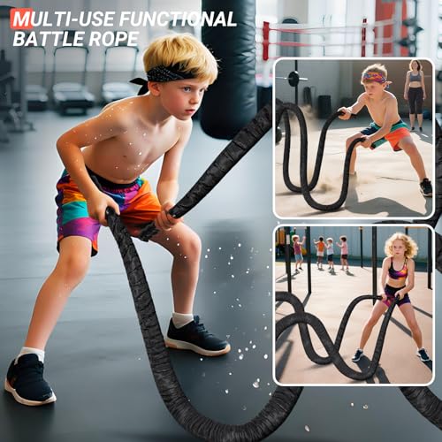 Battle Rope 1/1.26/1.5/2 Inch Diameter,Pink 30FT/40FT/50FT Exercise Workout Ropes for Home Gym Heavy Weighted Training Rope for Working Out - style: 1 inch 30ft