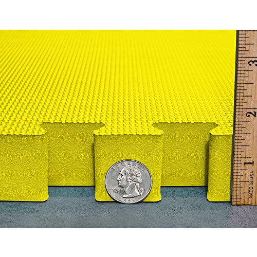Meister X-Thick 1.5" Interlocking EVA Foam Mats - 2X Cushion for Wrestling, MMA Takedowns & Gymnastics - 2'x2' Tiles - color: Yellow, size: 10 Tiles (40 Sqft)