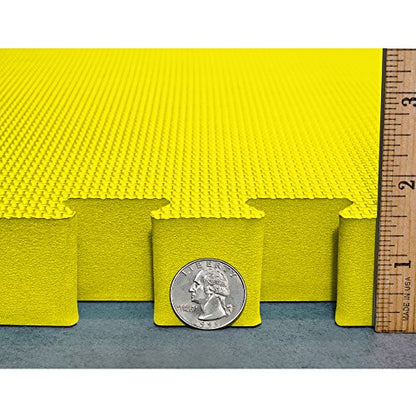 Meister X-Thick 1.5" Interlocking EVA Foam Mats - 2X Cushion for Wrestling, MMA Takedowns & Gymnastics - 2'x2' Tiles - color: Yellow, size: 10 Tiles (40 Sqft)