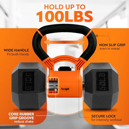 Yes4All Kettlebells Grip, Dumbbell Grip Handle, Convert Dumbbells into Kettlebell for Home Gym, Kettlebell for Weights Plate - color: B. Orange/Black Upgraded