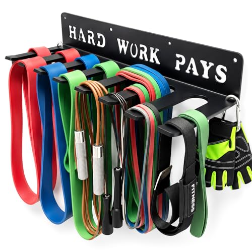Home Gym Accessories Organization Storage Rack Equipment For Home 8 Hook Wall Hanger Display Gear Barbells Resistance Bands Jump Ropes Lifting Belt Hanger Accessories Hardware Included