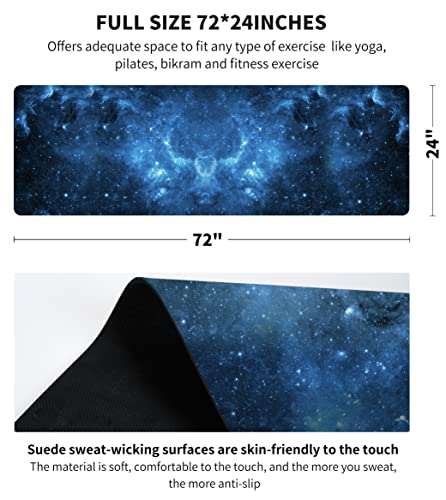 nuveti Printed Travel Yoga Mat-1/16 Inch Thick Non Slip Fitness Workout Mat with Carrying Bag, Foldable Lightweight Suede & Natural Rubber Yoga Mat for Yoga Pilates and Fitness 72" L x 24" W x 1.5mm - color: MengHuan