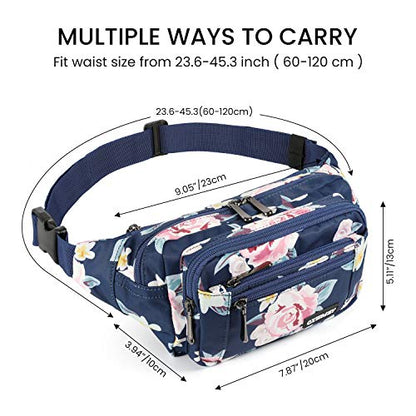 CXWMZY Fanny Packs For Women & Men Waist Pack Hip Bum Bag with Multi-Pockets Large Capacity Waterproof Casual Bum Bag for Disney Traveling Casual Cycling Running Hiking - color: Blue_Flower