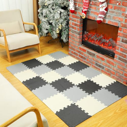 Nuanchu 60 PCS Kids Foam Puzzle Mat,Black, White, Gray - color: Black, White, Gray