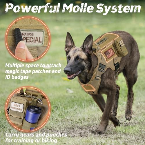 rabbitgoo Tactical Dog Harness for Small, Heavy Duty Military No Pull Vest - color: Brown, size: Small