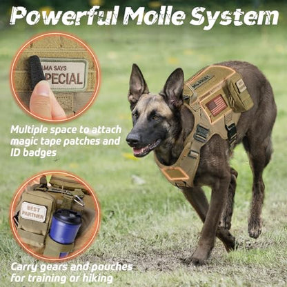 rabbitgoo Tactical Dog Harness for Small, Heavy Duty Military No Pull Vest - color: Brown, size: Small