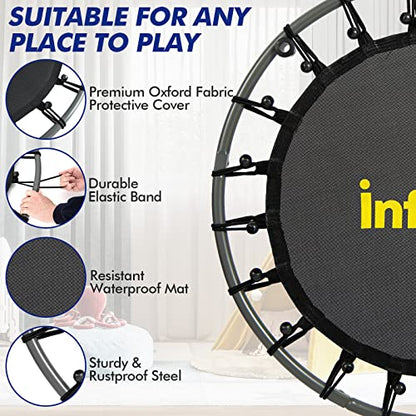 INFANS 36" Foldable Mini Trampoline with Bluetooth Audio LED Lights Detachable Handrail, Small Trampoline for Kids Exercise Indoor Outdoor Toddlers Max Load 220 LBS (Music Lights Trampoline)