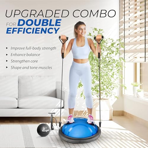 Yes4All 880LBS Half Ball Balance Trainer, Pilates Balance & Stability Ball for Exercises, Home Gym, Floor & Full Body Workouts