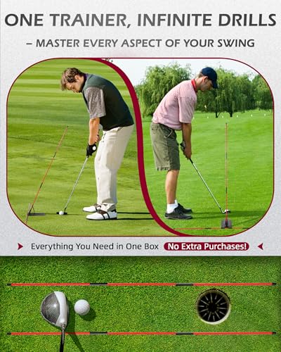 Golf Alignment Stick, Golf Swing Trainer with Angle Plate/Holder Sets, Posture Corrector Golf Trainging Aid, Swing Plane Trainer for Aiming, Putting, Swing/Golf Practice Tools