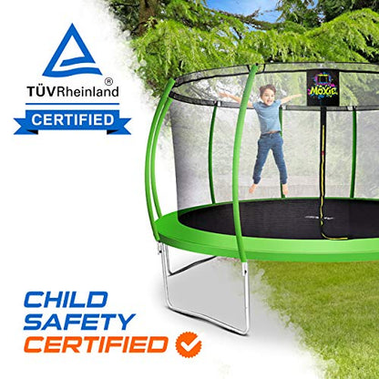 Moxie by Upper Bounce Pumpkin-Shaped Round Trampoline for Outdoor Backyard with Enclosure Net, Recreational, Gymnastics Activity for Kids and Adults, Supports Up to 440 Lbs