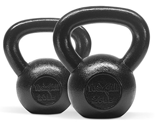 Yes4All Kettlebell Sets, 5 - 10 - 15 - 20 - 25 - 30 LB Cast Iron Strength Training Kettlebells, Wide Handles & Flat Bottom, Multi-Level from Beginners to Pros for Strength Training & Home Gym