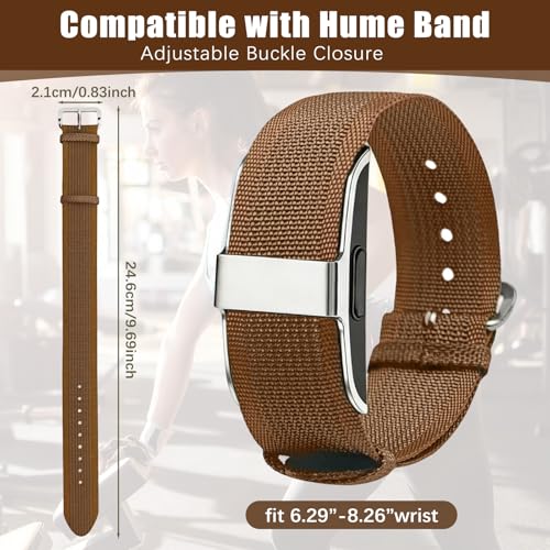 CAMTOVGCA Nylon Loop Compatible with Hume Band, Nylon Replacement Strap, Soft Adjustable Breathable Sport Wristband for Fitness Tracker - color: Brown