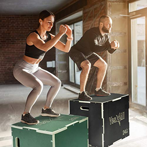 Yes4All 3 in 1 Non-Slip Wooden Plyo Box, Step Up Box for Workout, Plyometric Jump Box for Skipping, Jumping, Lunges, Squats, Dips - color: A. Black, style: 30 x 24 x 20"