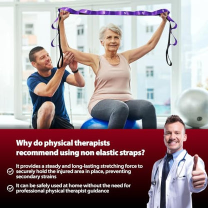 Acozycoo Stretching Strap with Loops for Physical Therapy,Knee,Calf,Back - color: Purple, size: Length: 86 Inch, Width: 1.5 Inch