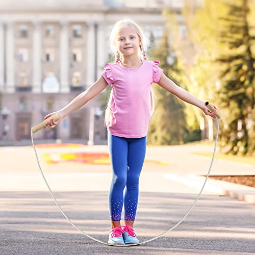 4 Pcs Jump Ropes for Kids with Wooden Handle Cotton Braided Adjustable Skipping Rope for Exercise Fitness Jumping Rope for Children Boys Girls Students Preschooler Outdoor Fun Activity