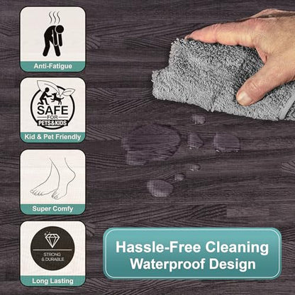 Sorbus Wood Grain Floor Mats Foam Interlocking Mats Each Tile 1 Square Foot 3/8-Inch Thick Flooring Mat Tiles - Home Office Playroom Basement Trade Show (16 Tiles,16 Sq ft, Wood Grain - Carbon) - color: Carbon