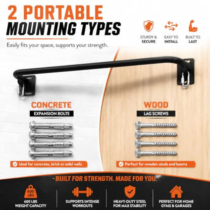 Wall Mounted Pull Up Bar - Heavy Duty Chin Up Bar, Pull-Up Bar for Garage, Joist, Wall Mount - Multifunctional Fitness Bar, Supports up to 600 Lbs - color: Black01