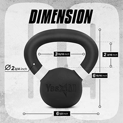 Yes4All Powder Coated Cast Iron Kettlebell, Single Deep Blue, 40 KG / 88 LB - color: White, style: B. Pair