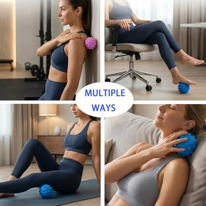Massage Lacrosse Balls - Deep Tissue Massage Ball for Exercise & Recovery, Myofascial Release, Trigger Point Therapy, Muscle Knots, Yoga Therapy, Set of 2 (Blue) - color: Blue