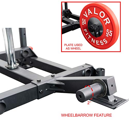 Valor Fitness Weighted Wheelbarrow Sled with Harness – Push, Pull, or Drag – Power Training Sled for Strength and Conditioning – 300 lb Capacity – Olympic Plate Storage – Home Gym Equipment