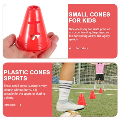 MAGICLULU 20pcs 8cm High Plastic Soccer Cones Football Training Marker Set for Agility and Roller Skating, Red Mini Sports Field Cones for Indoor and Outdoor Use